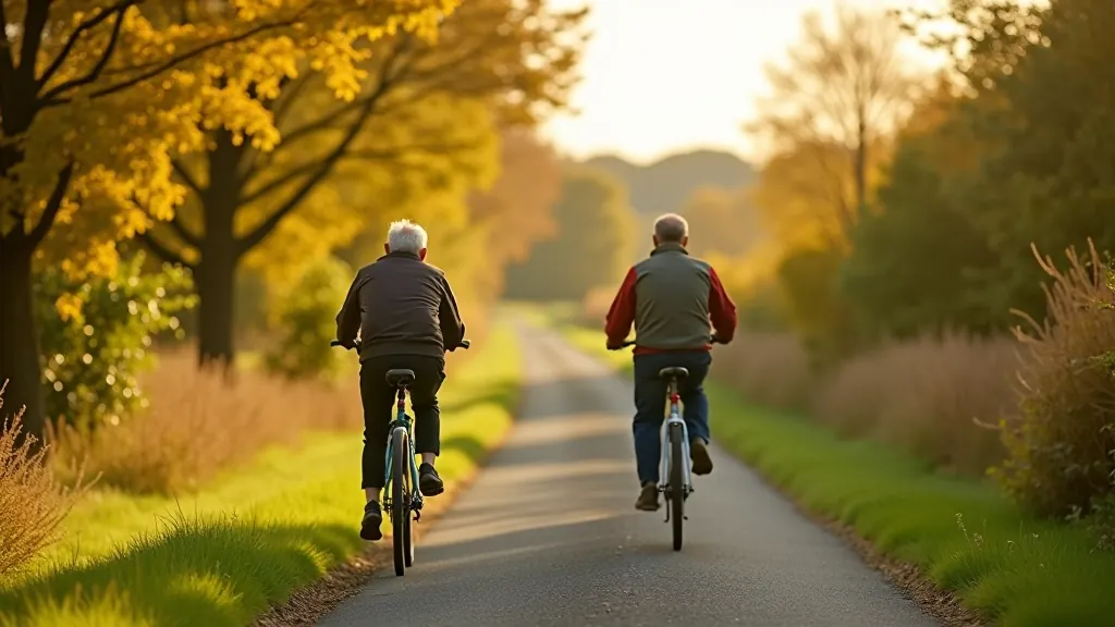 Scenic view of an Irish greenway cycling path with autumn foliage and countryside landscape