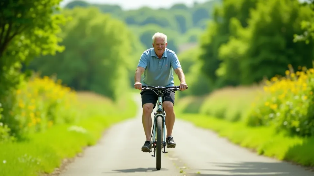 Cyclist riding on a scenic greenway in Ireland