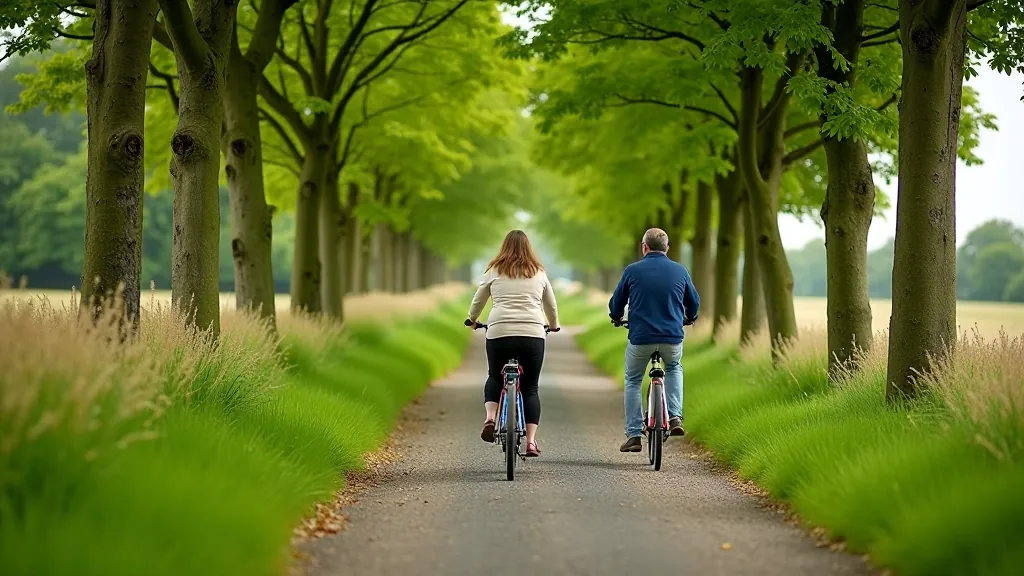 Old Rail Trail stretching through Irish countryside with tree-lined path